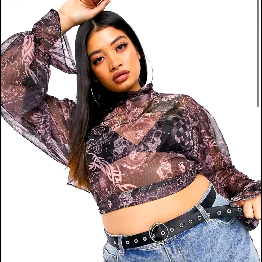 Black sheer crop top